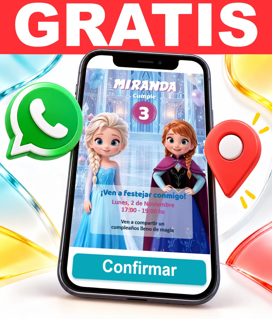 Invitación interactiva de Elsa y Anna Frozen Chibi Gratis