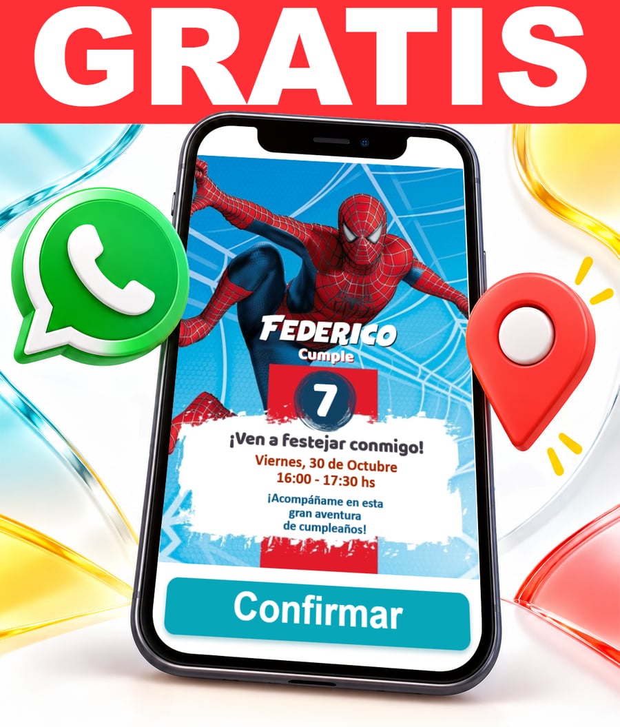Invitación interactiva de Hombre Araña Spiderman Gratis