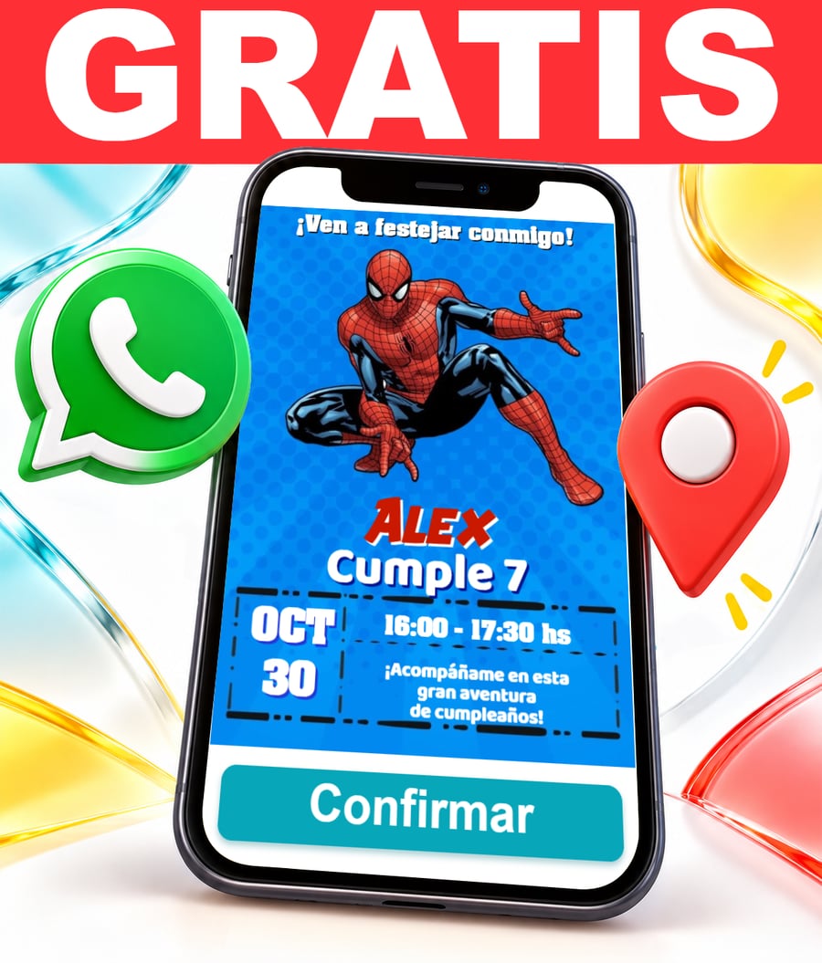 Invitación interactiva de Hombre Araña Spiderman Gratis