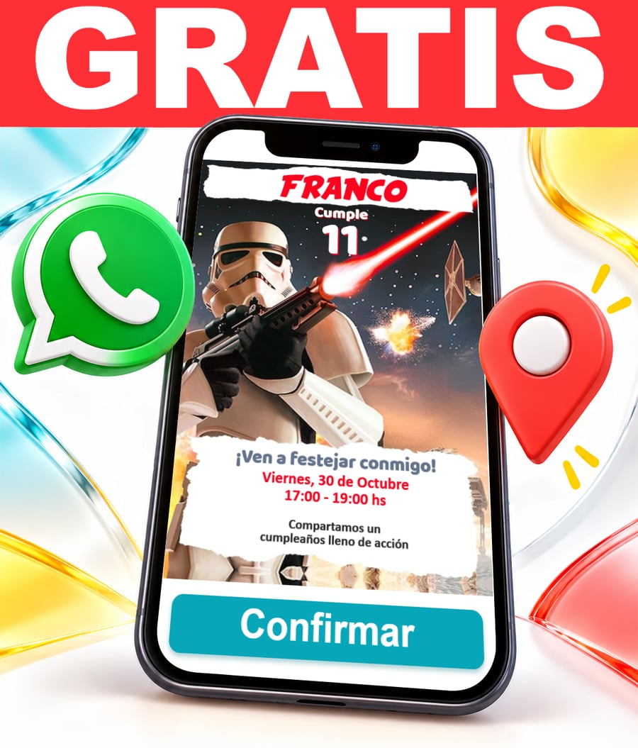 Invitación interactiva de Star Wars Gratis