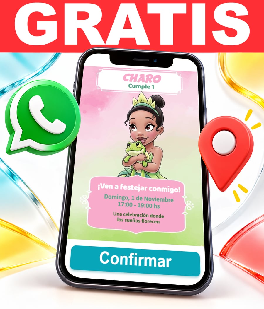 Invitación interactiva de La Princesa Bebé y el Sapo Gratis