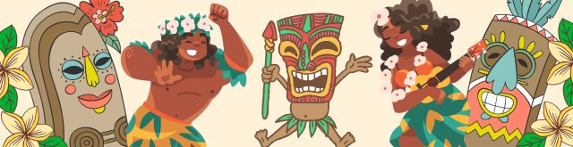 WhatsApp Invitation Tiki Hawaiian Luau Party