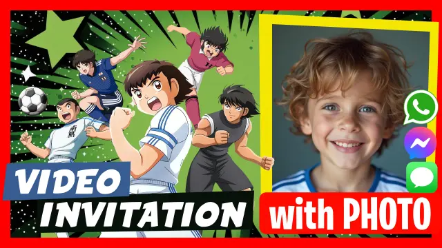 Captan Tsubasa Football Birthday Video Invitation