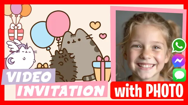 Make Video Invitation Pusheen the cat