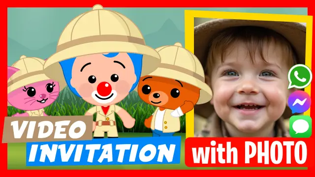 Plim Plim Safari Birthday Video Invitation
