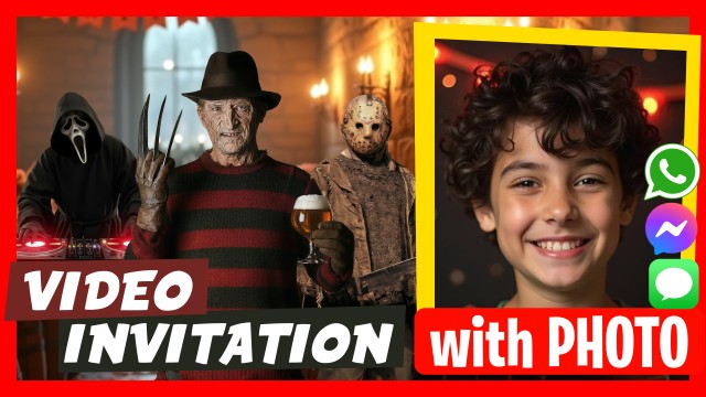 WhatsApp Invitation Halloween Krueger Jason Myers Chucky