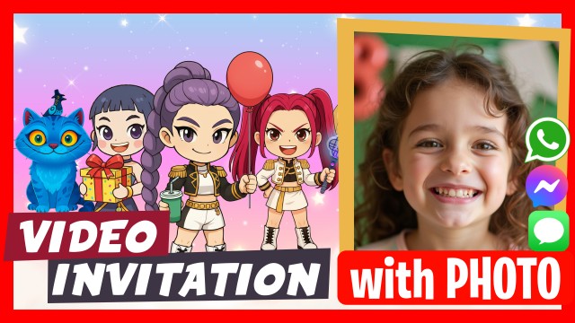 WhatsApp Invitation KPop Demon Hunters Cute Chibi