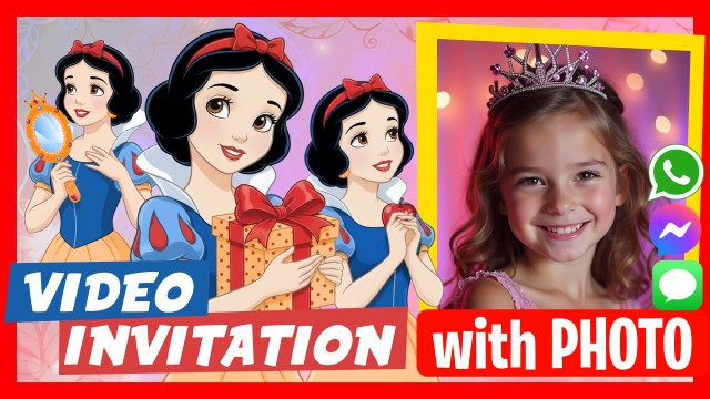 Invitation WhatsApp Blanche-Neige Party