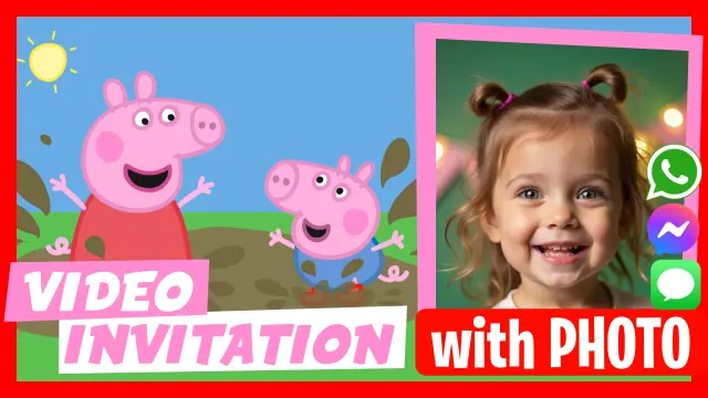 Peppa Pig and George Digital Invitation for WhatsApp