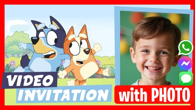 Invitation WhatsApp Bluey et Bingo Anniversaire