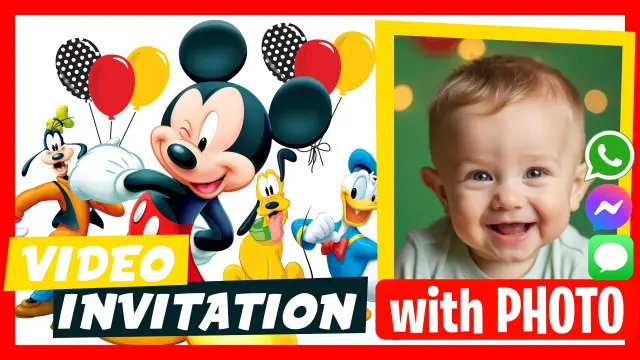 Mickey Mouse Digital Invitation for WhatsApp