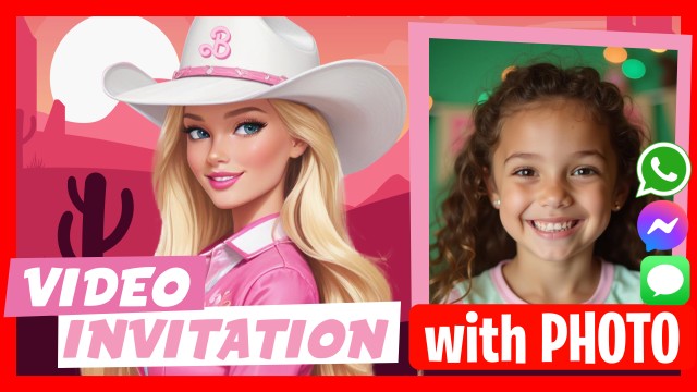Invitation WhatsApp Barbie Cowgirl