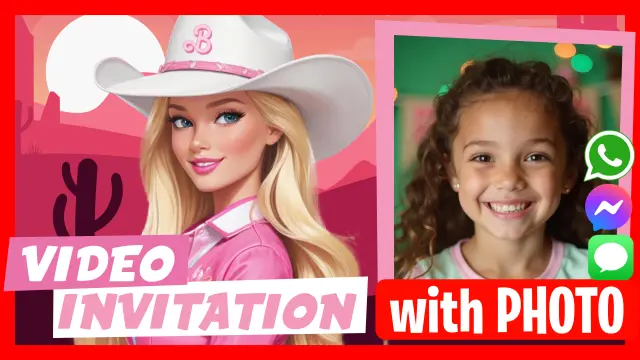 Barbie Cowgirl Digital Invitation for WhatsApp