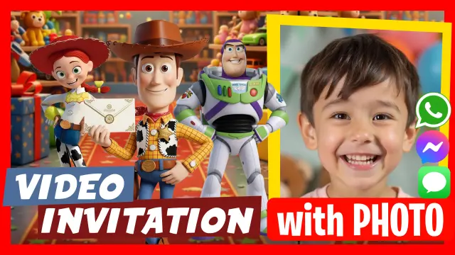 Toy Story Woody and Buzz Lightyear Video Invitation where they talk and invite you to your birthday party