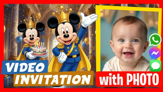 Video Invitation King Mickey Speaks and invites you to your birthday