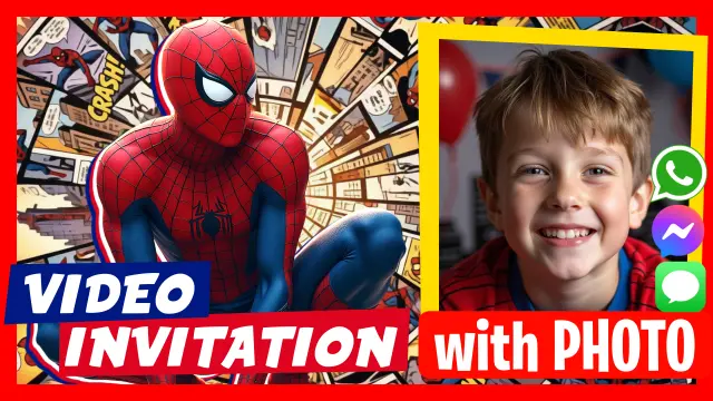 Talking Spider-Man Video Invitation inviting everyone to your birthday