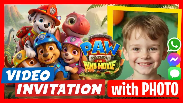 Talking Paw Patrol Dino Movie Video Invitation
