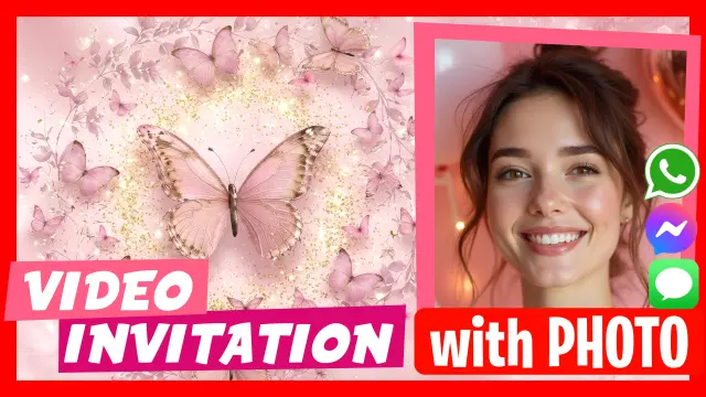 Pink Butterflies Video Invitation for Birthday Party