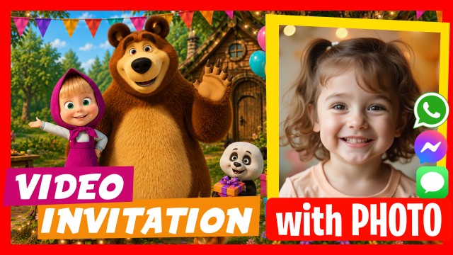 WhatsApp Invitation Masha and the Bear Speak
