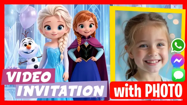 Talking Chibi Frozen Birthday Video Invitation