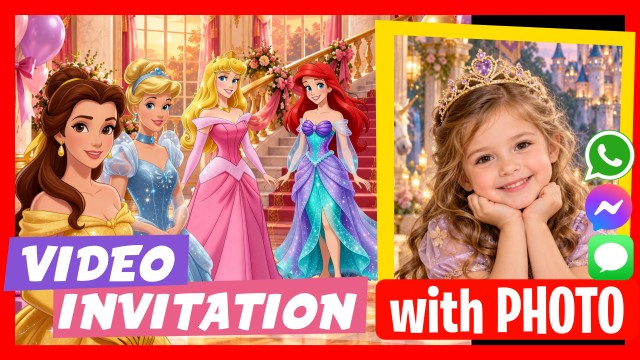 Invitation WhatsApp Princesses Disney Château