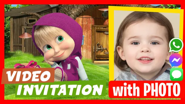 Personalized Masha and the Bear Kids' Birthday Video Invitation