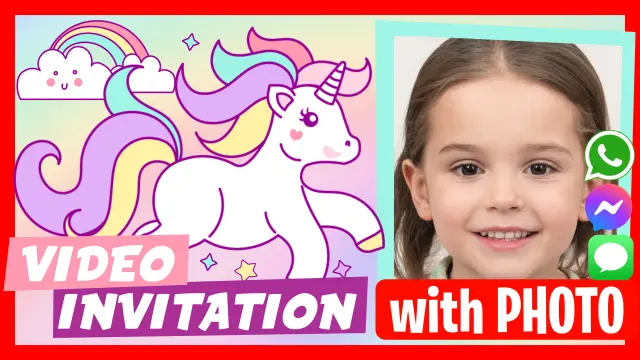Personalized Unicorns Kids' Birthday Video Invitation