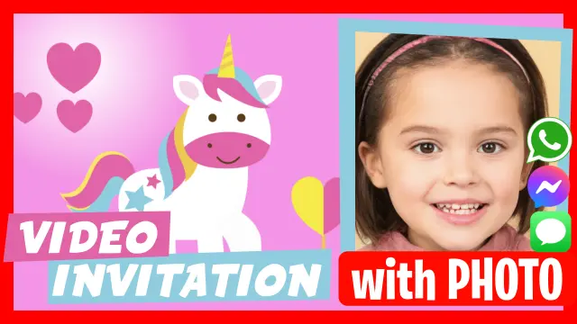 Unicorn Birthday Video Invitation