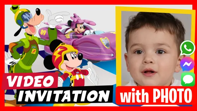 Mickey and the roadster racers Birthday Video Invitation