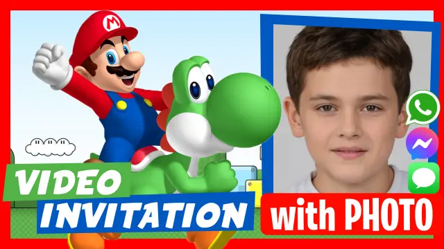 Mario Bros and Yoshi Birthday Invitation