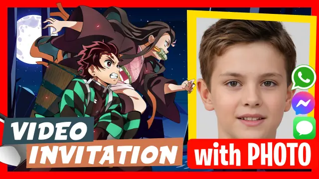 Demon Slayer Birthday Video Invitation