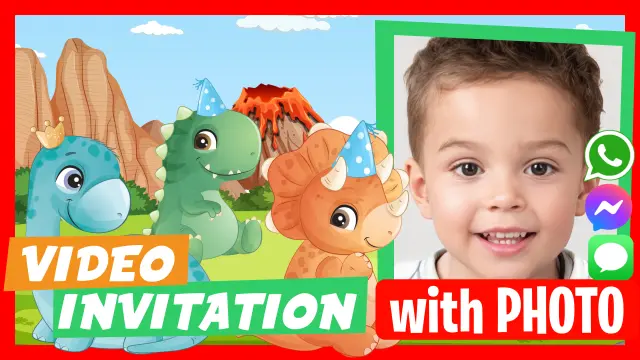 Babies Dinosaurs Birthday Party Video Invitation