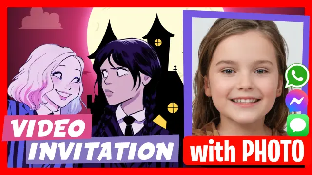 Personalized Wednesday Addams and Enid Sinclair Kids' Birthday Video Invitation