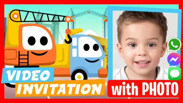 Construction Trucks - Discover our personalized video invitations.