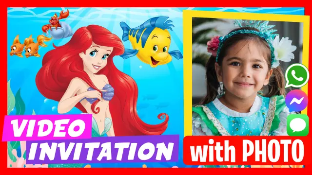 Princess Ariel The Little Mermaid Birthday Party Video Invitation