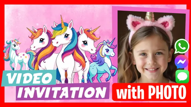 Unicorn Birthday Party Video Invitation