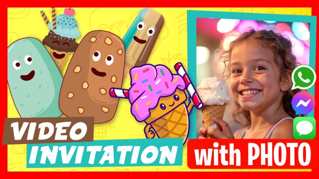 Invitation WhatsApp Ice Cream Party Fête des Glaces