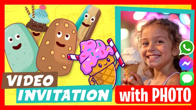 Ice Cream Party Birthday Video Invitation