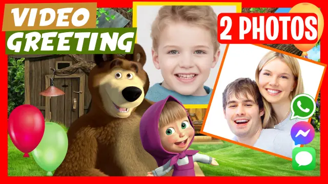 Personalized Masha and the Bear Birthday Greeting