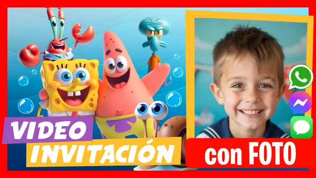 Video Invitación Bob Esponja SpongeBob Fiesta Cumpleaños