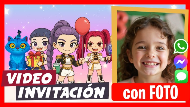 Invitación Whatsapp KPop Demon Hunters Cute Chibi