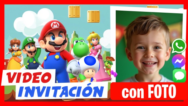 Invitación Whatsapp Mario Bros Cumpleaños