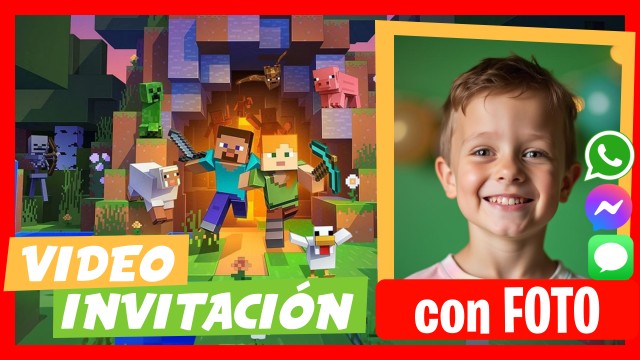 Invitación Whatsapp Minecraft Cumpleaños Party