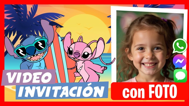 Invitación Whatsapp Stitch y Angel Cumpleaños