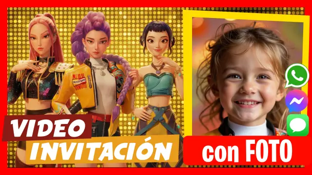 Invitación hablada por Las guerreras K-pop Demon Hunters invitando a tu Fiesta de Cumpleaños