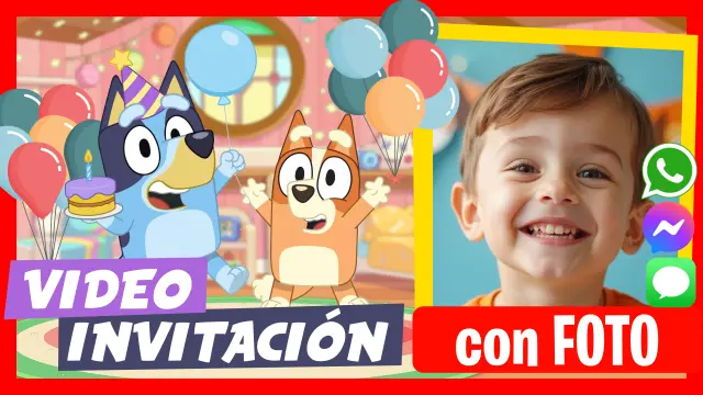 Video Invitación Bluey y Bingo hablan y te invitan a tu cumpleaños