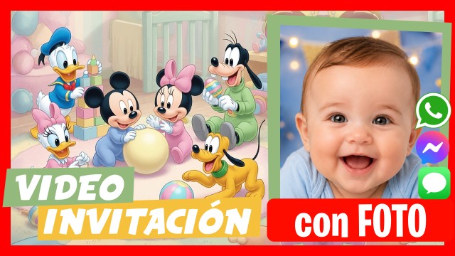Invitación Whatsapp Mickey Minnie Baby Bebé
