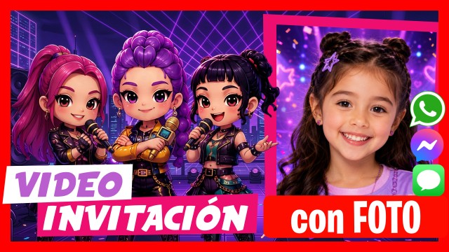 Invitación Whatsapp Demon Hunters K-Pop Chibi Hablan