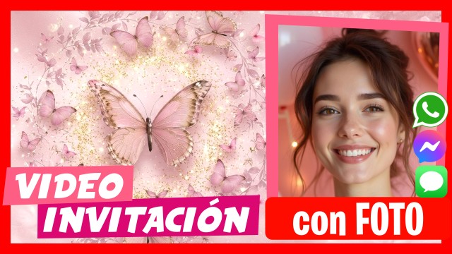 Invitación Whatsapp Mariposas Rosas