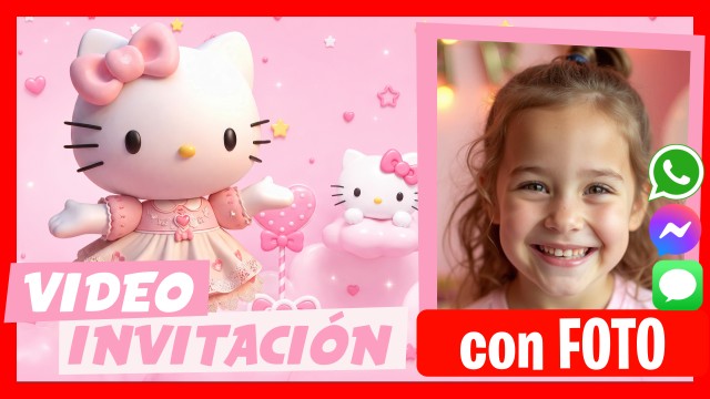 Invitación Whatsapp Hello Kitty Habla